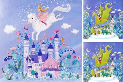 Mila Marquis*Postkarte 14x14 Prinzessin Pferd Schloss Prinz Drache Burg Kinder