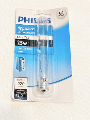 Philips Incandescent Clear T6.5 Lamp 25 Watts Intermediate Base 416289
