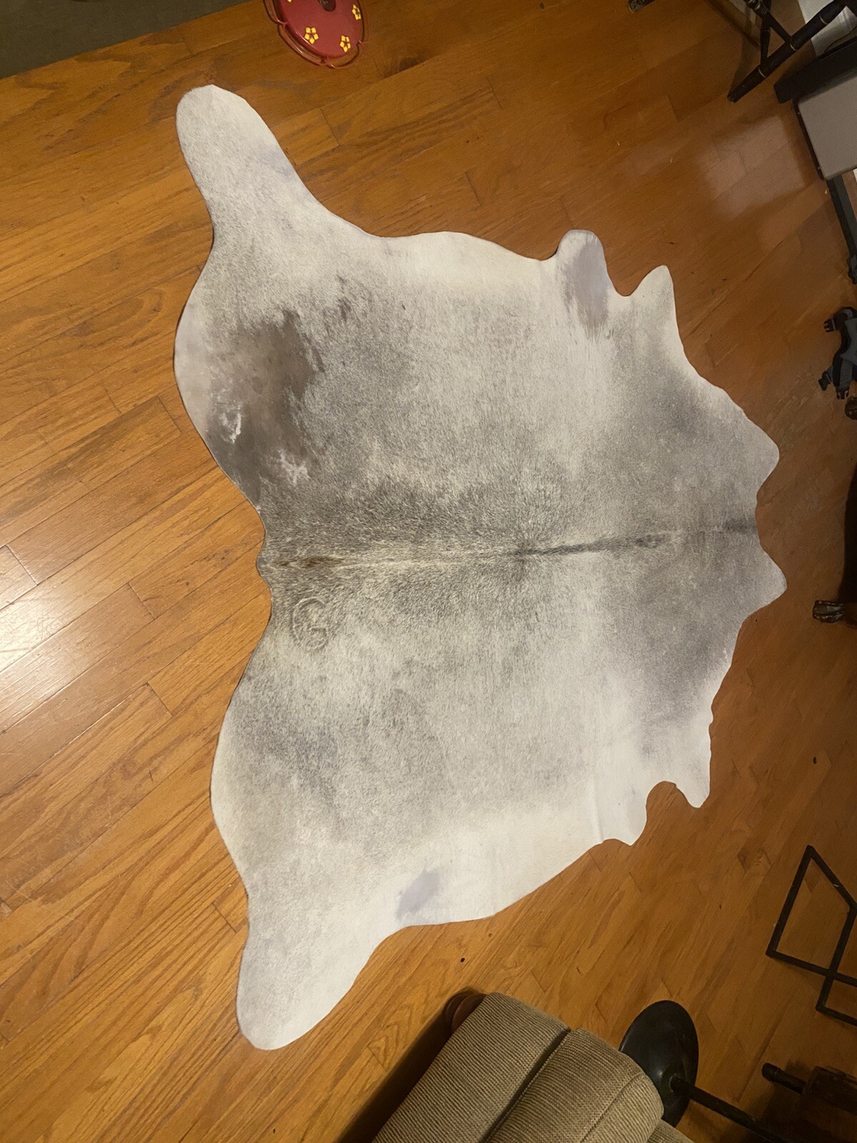 100% Genuine Grey Beige Cowhide Brazilian  Rug - Modern Style  (6x7Ft Estimated)