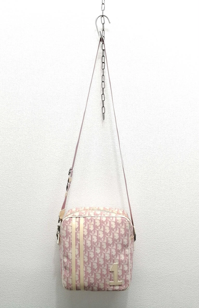 Sac bandoulière Christian Dior chaîne trotteur rose numéro sac de rangement authentique