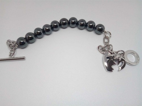 Playboy Bracelet Heart Bunny Charm Logo Faux Pearl Glass Bead y2k Play Boy NOS - Picture 5 of 12