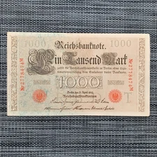 Authentic Historical BERLIN 1910 Germany 1000 Mark Banknote Currency Pre WW1 WWI