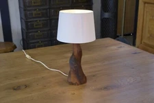 1960's Brutalist Walnut Wood Lamp