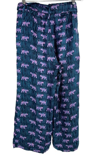 J. CREW 100% SILK PANTS WIDE LEG BELT Size 8 Pink Tiger Easy Pant Jungle Resort - Picture 4 of 12
