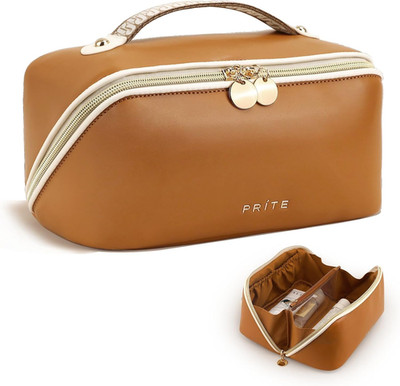 Grande Capacità, Astuccio Da Trucco Da Donna, in Pelle PU, Impermeabile, per Via