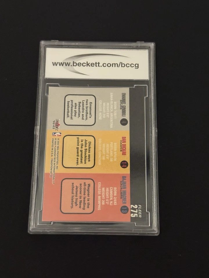 2002-03 Fleer Tradition MANU GINOBILI Dajuan Wagner Dan Dickau - Classificação BCCG 10 - Imagem 2 de 2
