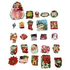 Christmas Stickers Vintage Gummed Seals Lot of 25 Assorted Styles and Sizes #6
