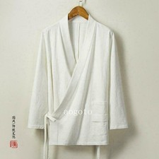 Men's Chinese Style Jacket Cotton Linen Cardigan Kimono Hanfu Coats Casual Tops