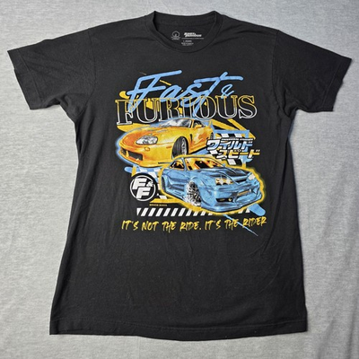#ad Fast amp; Furious Graphic T Shirt Men’s Large Black Cars Drift Style Movie Tee $14.95