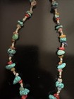 Red Coral, Turquoise, Tigers Eye, Green Agate Stone Necklace — photo 3