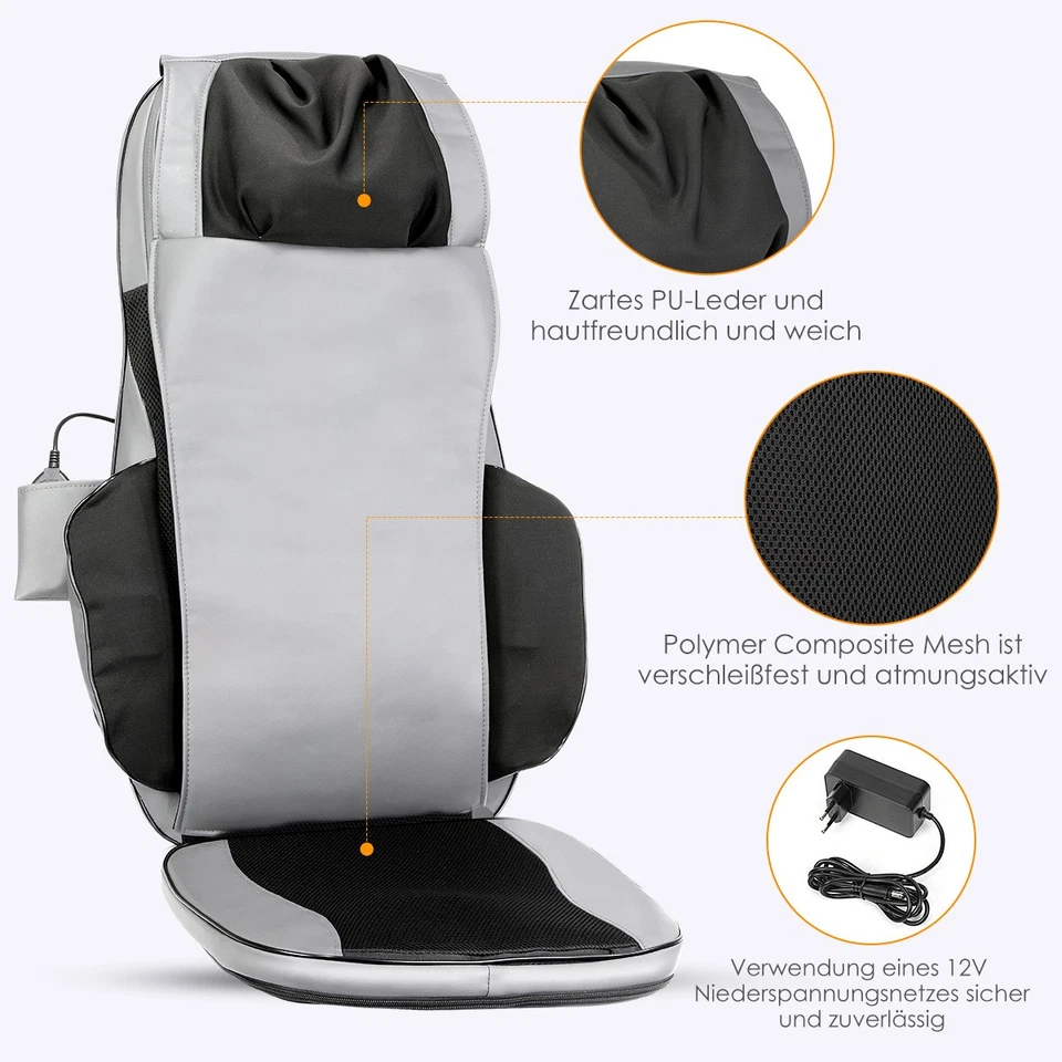 3D Massagematte Shiatsu Massagesitzauflage, Mit Wärmefunktion Ganzkörpermassage - Bild 2 von 4
