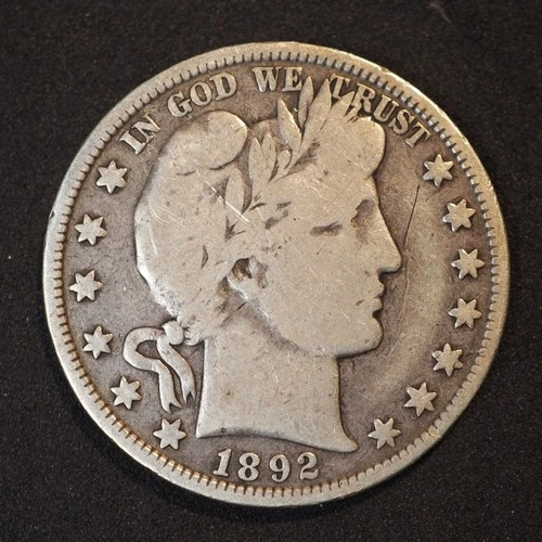 1892 **P** BARBER SILVER HALF DOLLAR ***NICE COIN!***  FREE SHIPPING! C1869