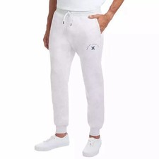 Hurley Men  s Fleece Jogger Pants Slim Fit Drawstring Cuffs Pockets Logo Sweatpan
