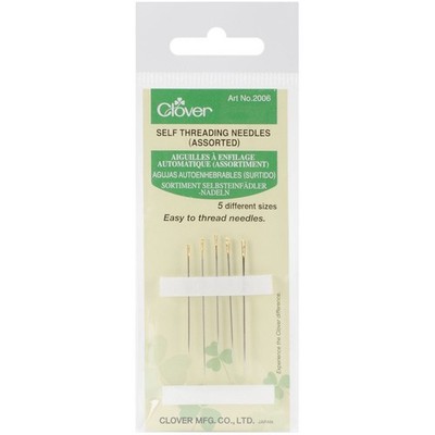 Clover Self-Threading Needles, Assorted Silver 