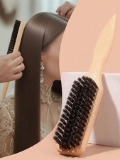 Boar Bristle Slick Back Hair Brush for Ponytails, Buns & Flyaway Control