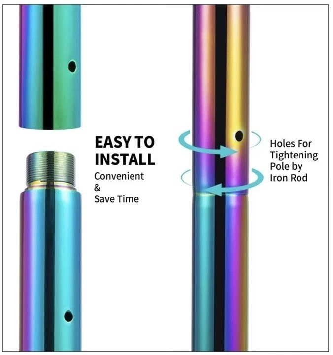 Poste de baile permanente ajustable en altura con placa fija seguridad mejorada Foto 3 de 4