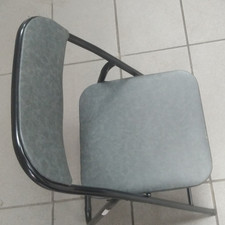 Metal Folding Chair Grey Vinyl Padded Seat Office Home Event Extra Seating