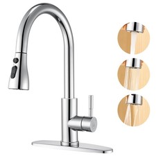 Chrome Kitchen Faucets with Pull Down Sprayer - High Pressure Blade Spray Kit...