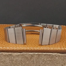 Vintage 18mm Stainless Steel Classic 1970s Flared Flat-Link Unused Watch Band