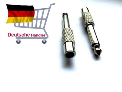 2 Audio-Adapter Cinchbuchse auf Klinkenstecker 6,3 mm mono Cinch Klinke Adapter