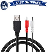 USB 2.0 to 2 RCA Male Stereo Audio Video Cable 5ft for TV DVD PC Mac