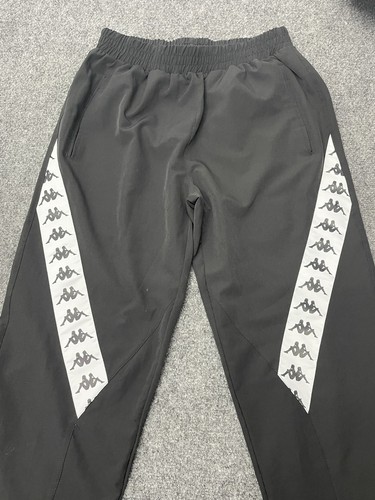 Pantaloni sportivi Kappa neri joggers felpa pista uomo taglia media calcio bianco logo - Foto 2 di 11