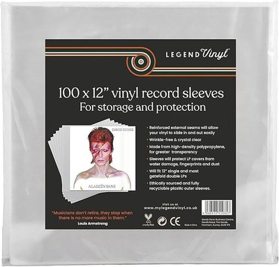 100 x 12'' Vinyl-Außenhüllen - kristallklar faltenfrei und langlebig