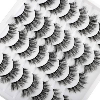 JIMIRE 16 Pairs Cat Eye False Eyelashes Fluffy Natural Fake Lashes 3D Volume Las