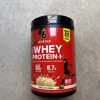 SixStar 100% Whey Protein Plus 30g VANILLA CREAM Flavor 1.81lbs- NEW SEALED-