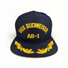Vintage USS Budweiser AB-1 Hat Anheuser-Busch 80s NEW ERA Snapback Cap