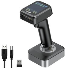 Symcode Pro 1D 2D QR Wireless Barcode Scanner with Display Screen Battery Lev...
