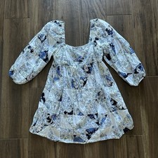 J.Crew Squareneck Cotton Voile Dress in Patchwork Floral Long Sleeve Size LG
