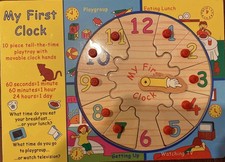 NEW My First Clock Wooden Puzzle Learning Toy  10-Piece Tell-Time, Movable hands