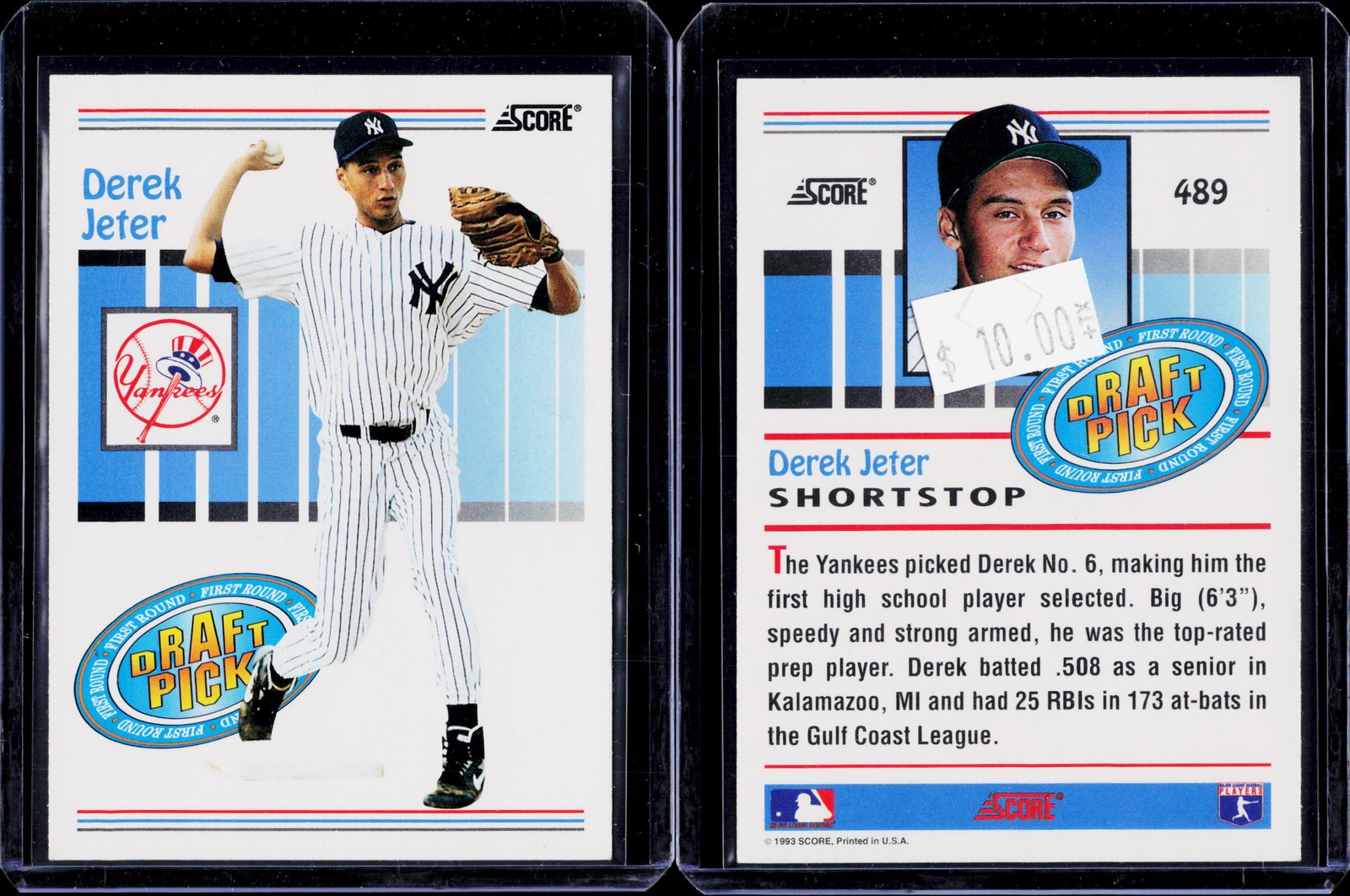 1993 Score #489 Derek Jeter RC
