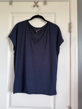 BANANA REPUBLIC Navy Blue V-Neck Short Sleeve Gathered Back Top Medium