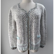 Rare Vintage Caroline Freese 90s Hand-Knit Cardigan Lady Jacket M Made in USA