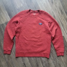L.L. Bean Sweatshirt Mens Medium Maroon Quilted Crewneck Pullover Logo Patch