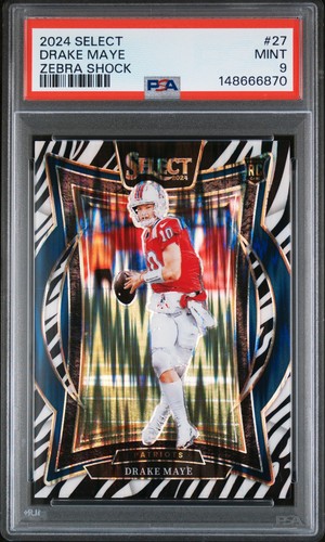 2024 Panini Select - Concourse PSA 9 Drake Maye #27 Zebra Prizm (RC)