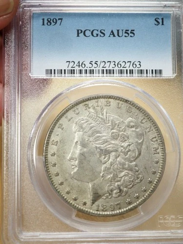 1897 MORGAN SILVER DOLLAR PCGS AU-55