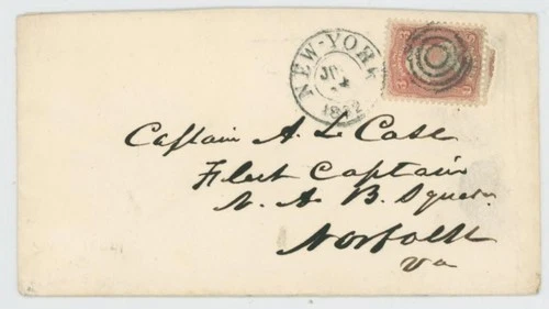 Mr Fancy Cancel 65 CIVIL WAR COVER TO CAPTAIN CASE FLEET CAPT NAB SQUAD NORFOLK