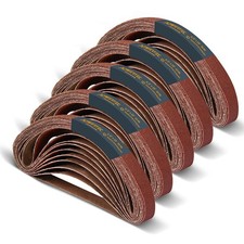 1/2 x 18 Inch Sanding Belts, 50PK, 10 each of 40/80/120/180/240 Grits, Alumin...
