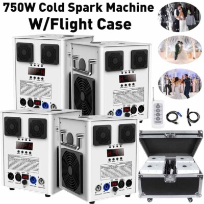 750W Cold Spark Machine Stage Effect DMX Firework DJ Event Party Wedding W/Case