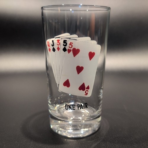MCM Poker Card Whiskey Glasses Royal Flush One Pair Full House CRACK 5" Tall VTG - Picture 8 of 18