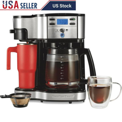 Programmable Dual Brew Coffee Maker Single Serve Drip Machine Auto Pause Pour US