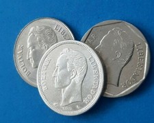 SET LOTTO 3 MONETE REPUBLICA VENEZUELA  CON 1  UN BOLIVAR 1960  IN ARGENTO