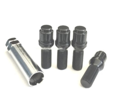 4x 14x1.25 SPLINE TUNER LUG BOLT BLACK WHEEL LOCK 33MM SHANK BMW 4 5 6 7 MINI
