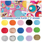 7" 9" Disposable Round Paper Party Plates Solid Plain Christmas Tableware Plates