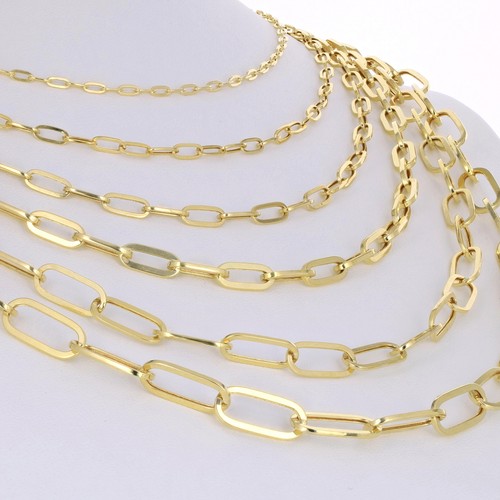 14k Yellow Gold Paperclip 2mm-7mm Chain Bracelet Necklace Mens Womens 7"-24" - Picture 49 of 72