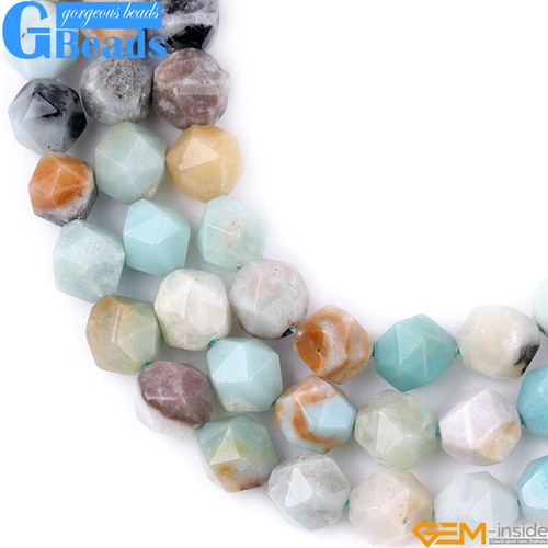 Natural Polygonal Amazonite Beads 15" Faceted Mixed Color Stone Strand Jewelly - Picture 31 of 39