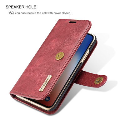 For iPhone X XR XS MAX Wallet Case With Kickstand Detachable Magnetic Flip Cover